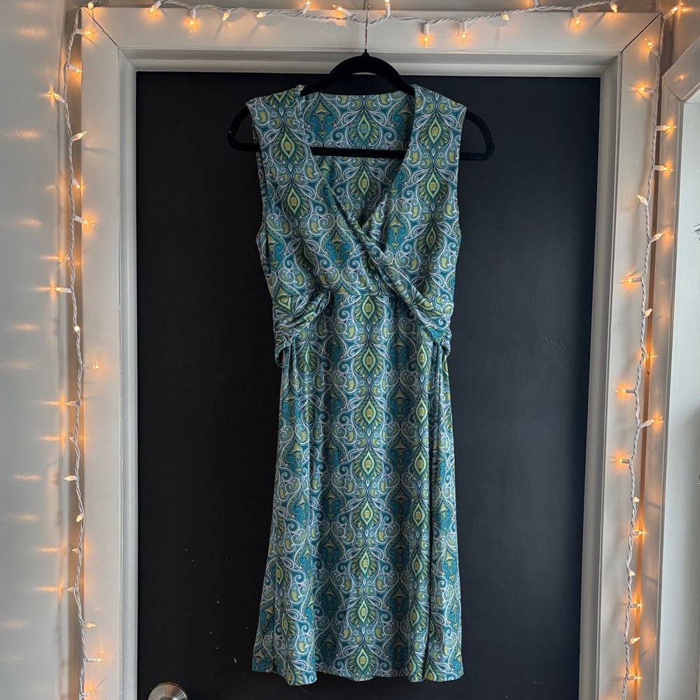 Prana Blue and Green Sleeveless Mini Dress